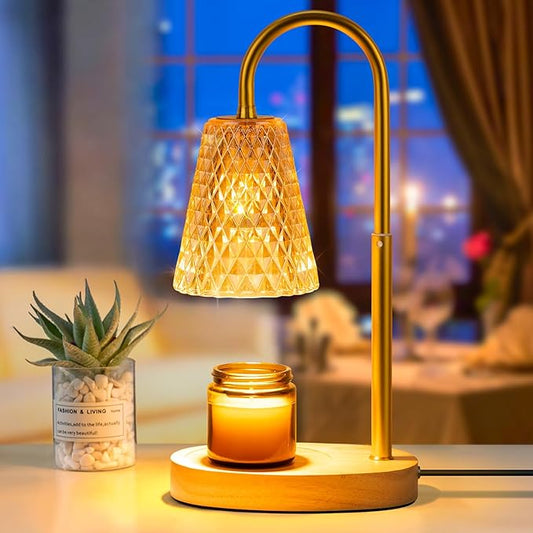Candles Warmers Lamps with Timer - Electric Candle Wax Warmer Lamp for Jar Candles Burner Dimmable Light No Flame Scented Warming Adjustable Height