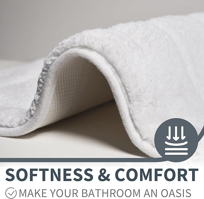 GRANNY SAYS Bathroom Rugs Sets 2 Piece,Soft Bath Mats for Bathroom, Bath Rugs Non Slip Washable, Absorbent Bath Rug for Tub, Shower and Toilet, Bath Mat Set (White, 20" x 32" + 16" x 24")