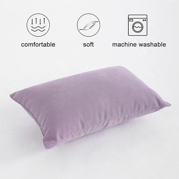 FLXXIE 2 Pack Microfiber Tiny Pillows, 11x7 Inches, Mini Pillows for Sleeping and Traveling, Washable Pillows, Soft Small Pillows Travel Pillows Nap Pillows, Lavender