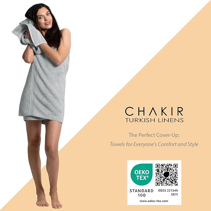 Chakir Turkish Linens, 100% Cotton Premium Quality Turkish Bath Sheets (35''x70'' Large Bath Sheet Towels - Silver Gray)