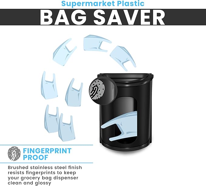 Utopia Kitchen Grocery Plastic Bag Holder and Dispenser Small, Easy Wall Mount Bag Saver, Stainless Steel, Black