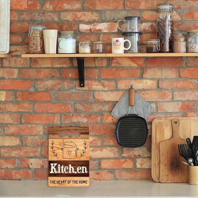 Farmhouse Kitchen Decor, Kitchen Signs Wall Decor, Wall Decor for Kitchen, Kitchen The Heart of The Home Sign, Kitchen Decorations, Kitchen Door Wall Hanging Decor 8 x 12 Inch