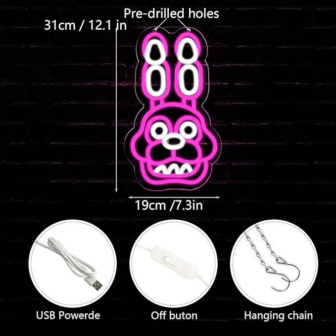 Pink Anime Neon Sign，Neon Signs for Wall Decor，LED Neon Light for Bedroom、Game Room，birthday、Christmas Gifts