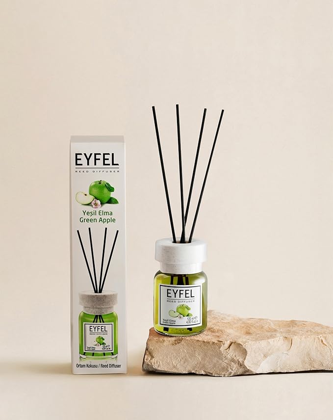 EYFEL Reed Diffusers for Home – Green Apple Reed Diffuser Set 4.05 fl oz Oil Diffuser Sticks, Bathroom Diffuser, Home Fragrances, Scented Sticks, Home Décor