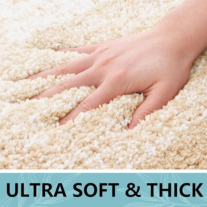Arotive Microfiber Bathroom Rugs, Shaggy Soft and Absorbent Bath Rug, Non-Slip, Thick Plush Machine Washable Dry Bath Mats for Bathroom, Tub and Shower, 30x20, Camel