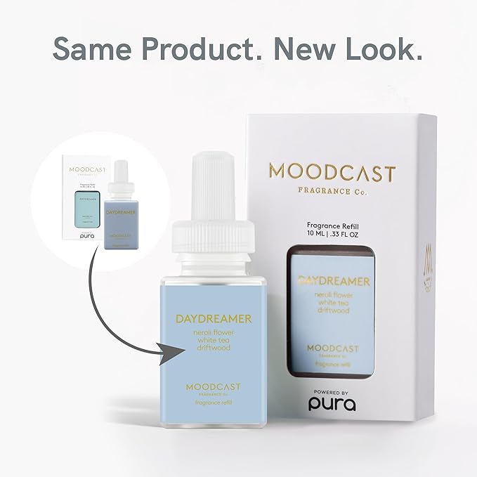 Pura & Moodcast Home Scent Refill - Smart Home Air Diffuser - Up to 120-Hours of Premium Fragrance per Refill - Household Essential - Clean & Safe Diffuser Fragrance - 2 Pack, Daydreamer