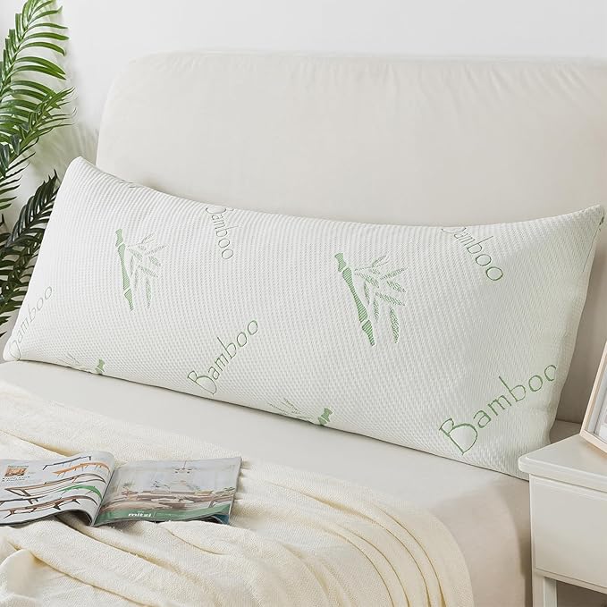 Full Body Pillow for Adults Shredded Memory Foam Long Pillow for Sleeping with Removable Cover Firm Hug Pillows for Side and Back Sleepers 20x54
