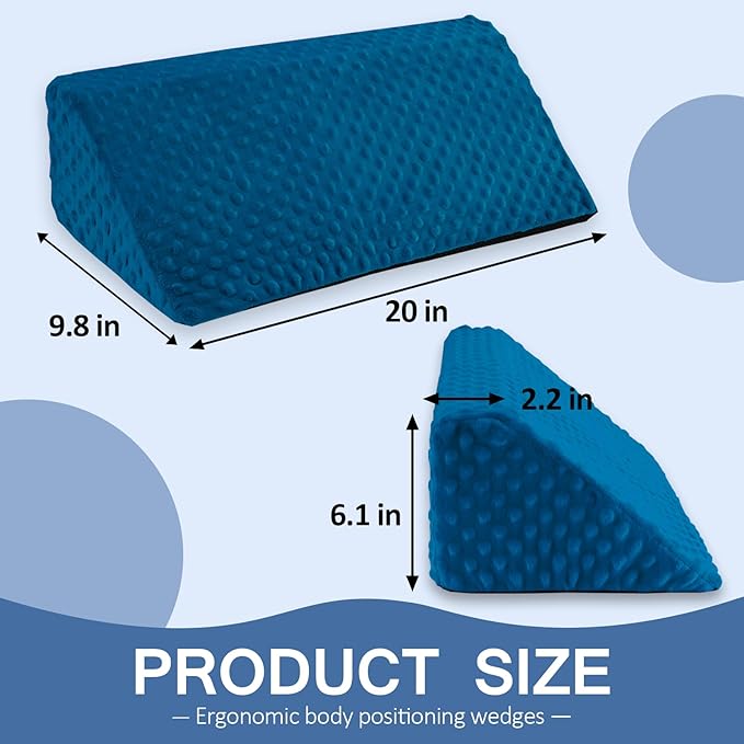 Wedge Pillow for Side Sleeping, Body Positioning Foam Wedge Pillow, Side Wedge Pillow for Sleeping Non-Slip Back Positioning Pillow for Bed Sore Wedge (Blue)