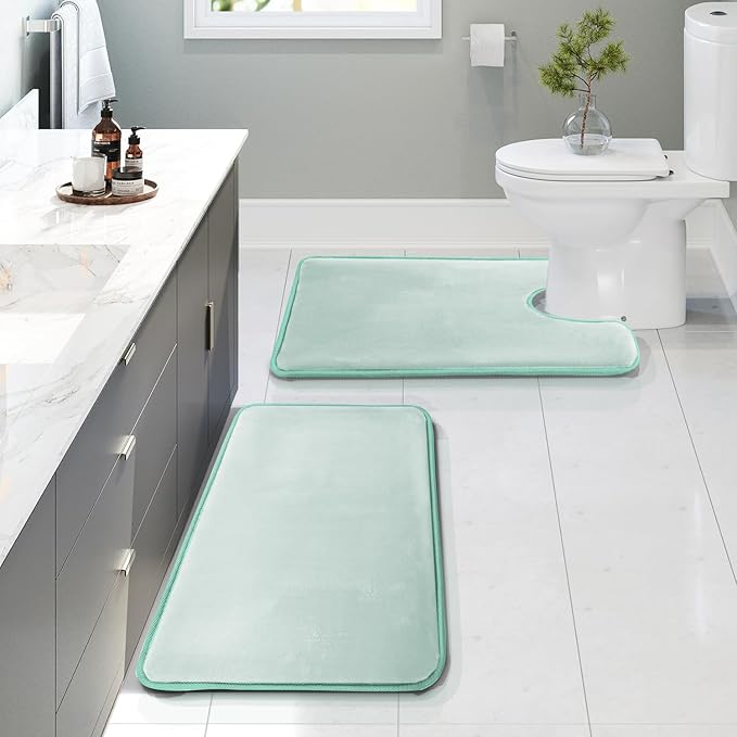 Clara Clark Bathroom Rugs, Velvet Memory Foam Bath Mat, Non-Slip Bath Rugs, Machine Wash, Dries Quickly, Ultra Soft Plush Bath Mats for Bathroom,