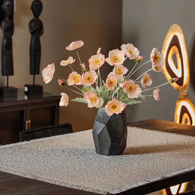 Boho Flowers Light Pink Poppy Artificial Flowers,6 Stems Poppies Lifelike Silk Flowers Fake Plant for Wedding Table Centerpiece Home Cemetery Bouquet Indoor