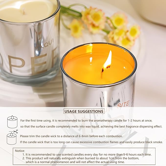Scented Candle Jar with Colorful Light - Personalized Soy Candles Non Toxic: Natural Essential Oil Long Lasting Fragrance Candle for Home Meditation Aromatherapy Gift for Women Men (5.3Oz)
