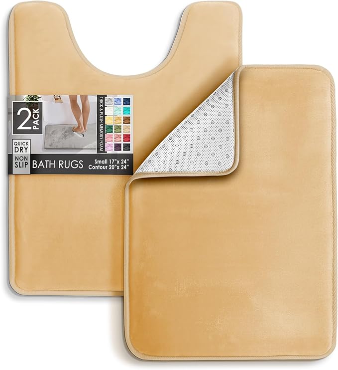 Clara Clark Bathroom Rugs, Velvet Memory Foam Bath Mat, Non-Slip Bath Rugs, Machine Wash, Dries Quickly, Ultra Soft Plush Bath Mats for Bathroom,