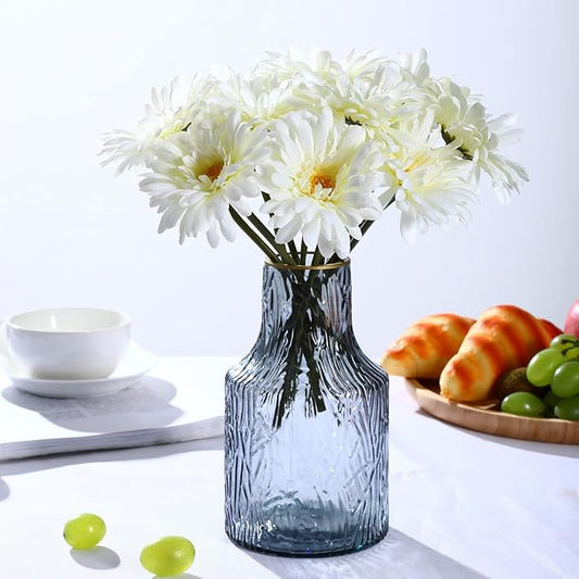 TOPIA Artificial African Daisies Flowers African Daisy Silk Flowers Artificial Gerbera Daisies Faux Daisies Pack of 20 (White)