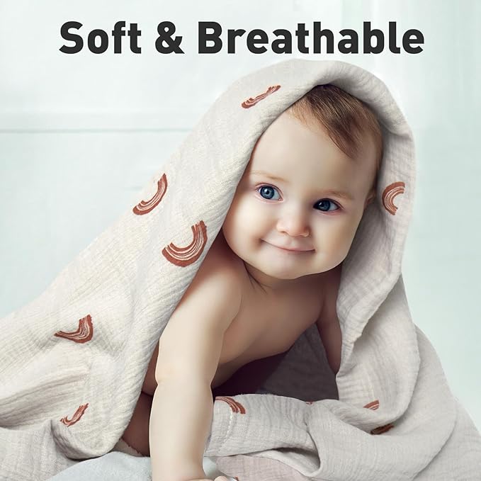 GLLQUEN BABY Muslin Swaddle Blankets for Boys and Girls, 2-Pack Baby Blankets for Girl Boy, Baby Receiving Blanket, Baby Swaddle Blanket Unisex, Newborn Essentials, Registry & Gift