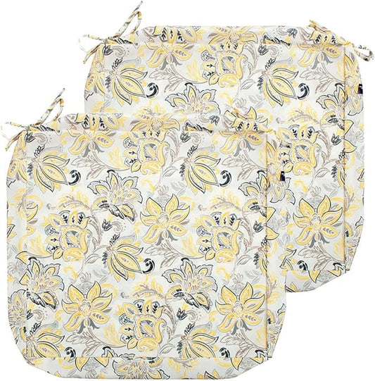 FUNHOME Outdoor Cushion Covers 20 x 18 x 4 inch,Set of 2,Replacement Seat Cushion Cover for Patio Furniture Chair,Water Resistant,Fade-Resistant Slipcover Only,No Insert(Yellow Flower)