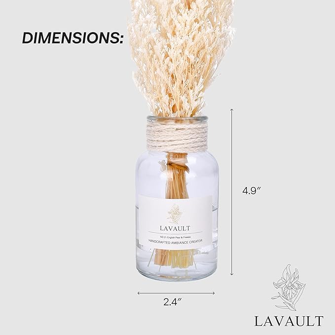 Scented Reed Diffuser - Aromatherapy Diffuser Sticks - Provides Long Lasting Scent - Reduce Stress and Anxiety - Reed Diffuser for Bathroom - English Pear and Freesia - 3.38oz