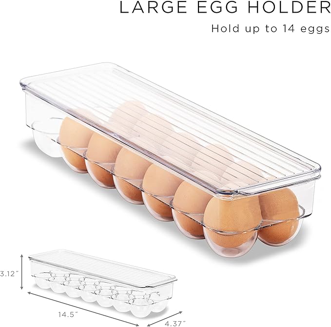 Sorbus Fridge Organizer Bins – Set of 6 Refrigerator Organizers and Storage Containers, Stackable Freezer Bins and House Essentials for New Home, BPA-Free Pantry Drawer Organizers