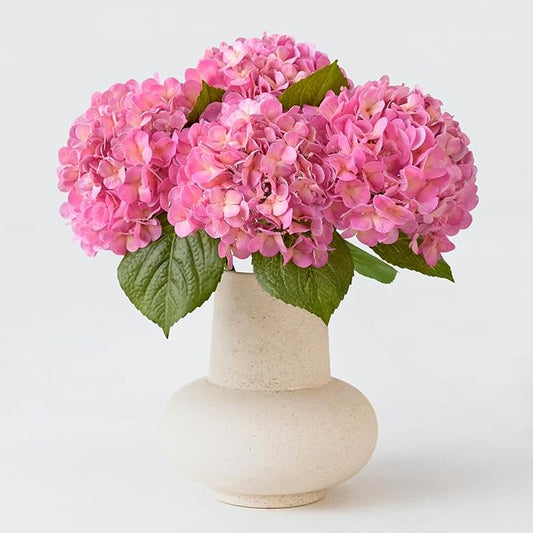 4PCS 20'' Bright Pink Real Touch Hydrangeas Latex Artificial Flowers for Baby Shower Birtiyday Wedding Pink Partry Flower Arrangeament Home Living Room Table Centerpiece