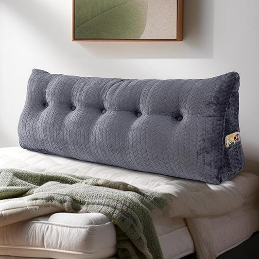 Triangular Wedge Headboard Pillow Large Bolster Bed Rest Reading Pillow Backrest Positioning Support Bolster Cushion with Removable Cover