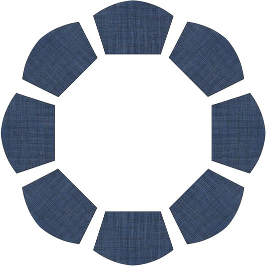 SHACOS Wedge Placemats Set of 8 Woven Vinyl Plastic Placemats for Small Round Table Place Mats Wipe Clean Non Slip Table Mats, Blue Black