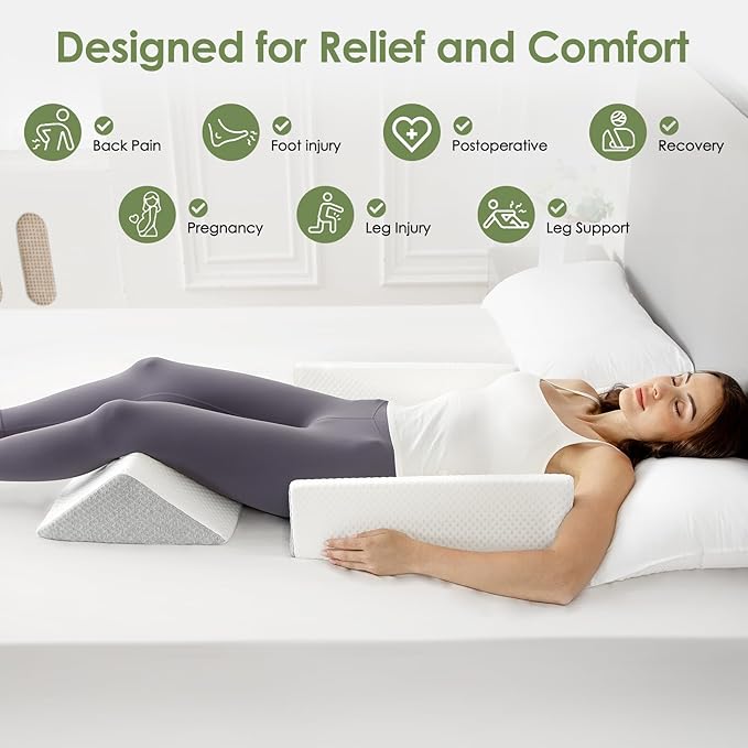 Wedge Pillow for Side Sleeping, 20in Triangle Bed Wedges & Body Positioners for Back Pain Relief, Seniors, After Surgery, Preventing Bedsores, Pregnancy Support