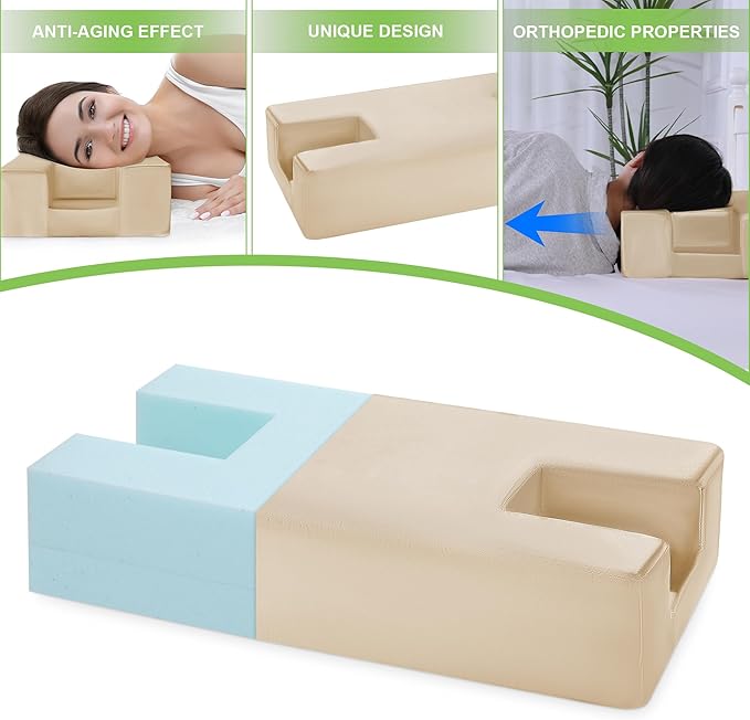 HOMBYS Beauty Pillow for Side Sleepers, Side Sleeper Pillows for Adults,Silky Smooth Satin Bed Pillow,Champagne