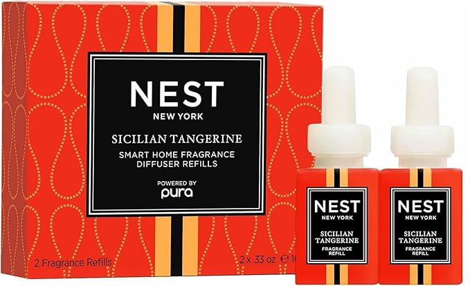 NEST New York Smart Home Fragrance Diffuser Refill Smart Vials, Sicilian Tangerine - Set of 2 - Designed for NEST x Pura 3 and NEST x Pura 4 Diffusers - Cruelty Free, Vegan - Made in USA
