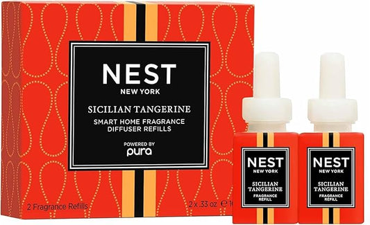 NEST New York Smart Home Fragrance Diffuser Refill Smart Vials, Sicilian Tangerine - Set of 2 - Designed for NEST x Pura 3 and NEST x Pura 4 Diffusers - Cruelty Free, Vegan - Made in USA