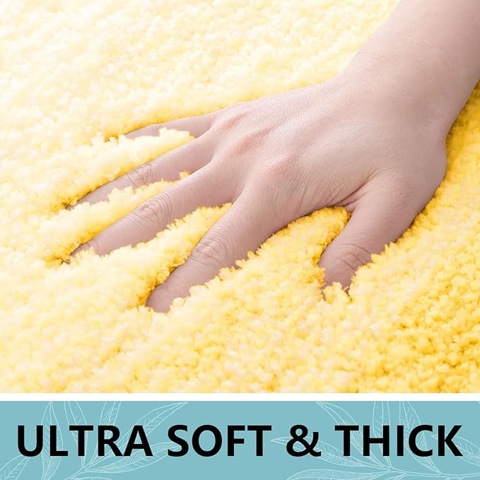 Arotive Microfiber Bathroom Rugs, Shaggy Soft and Absorbent Bath Rug, Non-Slip, Thick Plush Machine Washable Dry Bath Mats for Bathroom, Tub and Shower, 47x20, Yellow