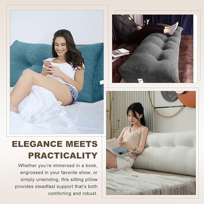 Headboard Pillow - Queen-Sized Headboard Wedge Pillow for Daybeds and Bunk Beds - Durable, Comfortable, with Removable Velvet Cover (White, 71x20x8Inches)