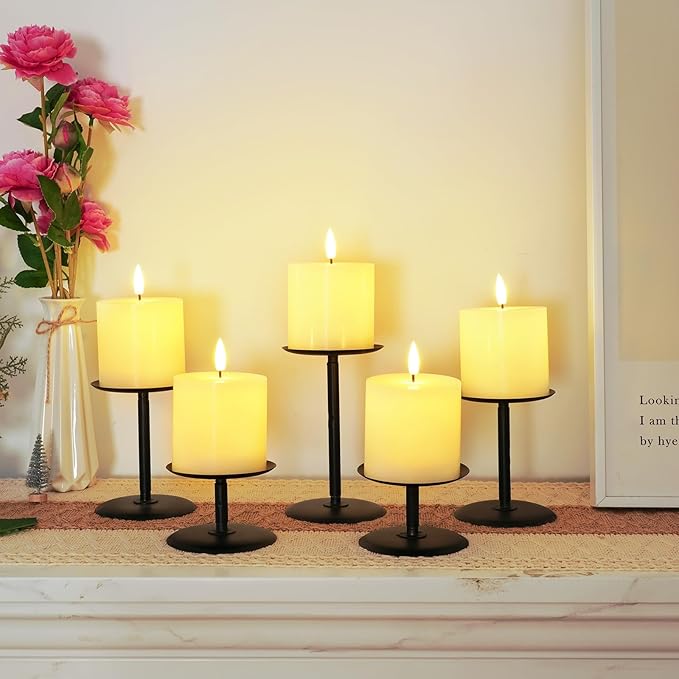 Homemory White Flameless Candles Battery Operated with Remote Timer, 3x3 Real Wax LED Pillar Candle for Home Fireplace Bedroom Living Room Party, Set of 2