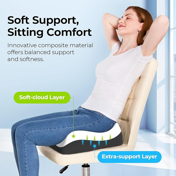 AUVON Enhanced Thick 4.7" Seat Cushions for Office Chairs, Hemorrhoid Pillow with Innovative Memory Foam for Balanced Support and Softness, Donut Pillow for Sciatica and Tailbone Pain Relief