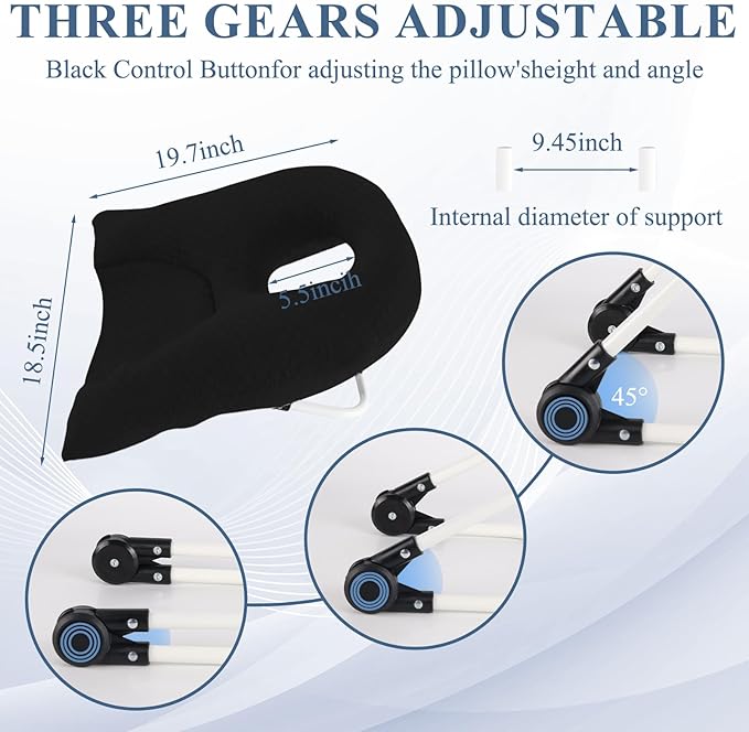 Newly Upgraded Face Down Pillow After Eye Surgery, Prone Pillow with Arm Hole for Face Down Sleeping, Retina and Vitrectomy Lying Pillow, Post Eye Surgery Recovery (Black)