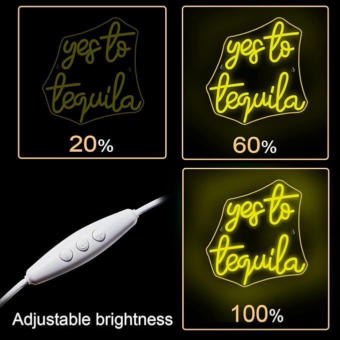 NOSUN Yes To Tequila Neon Sign Tequila Bar Sign with USB Neon Lights Bar Light Up Sign for Bar Party Men Cave Home Pub LED Bar Sign Gifts for Men/Women 12.6 * 12.2inches