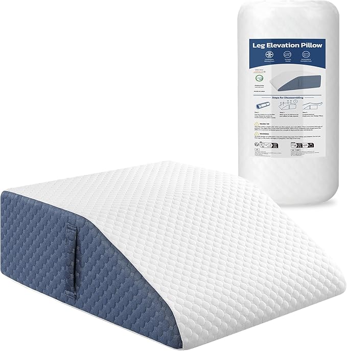 Wedge Pillow for Legs Elevation, Gel-Infused Memory Foam Layer Bed Wedge Pillow for Leg Post Surgery, Knee, Ankle Elevation Post Surgery, Triangle Pillow Wedge for Knee Hip Back Pain Relief