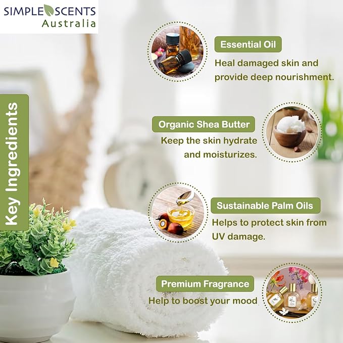 Lemon Myrtle Scented Natural Soap Bars (6 Bars), 3.5oz Moisturizing French Triple Milled Soap Bars Enriched with Shea Butter - Pure Plant Oil Bath & Body Soap Bars