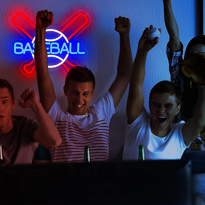 Baseball Neon Sign for Wall Decor Baseball Sport Team LED Neon Light for Man Cave Dormitory Bar Club Birthday Gifts for Sport Fans USB Powered(ZKXD311)
