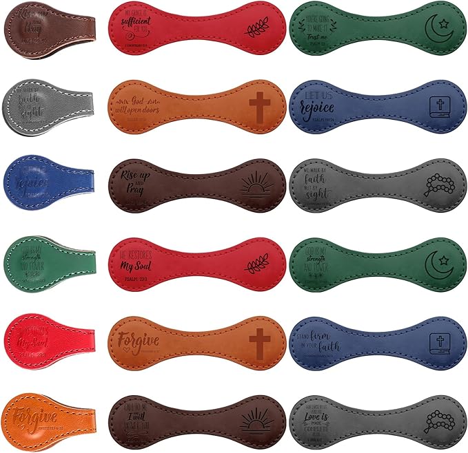 24 Pcs Father Church Gifts Christian Magnetic Bookmarks Bulk Religious Leather Clips Bible Verse Bookmarks Magnetic Page Markers Scripture Church Gifts for Book Lovers Club Readers (Cute)