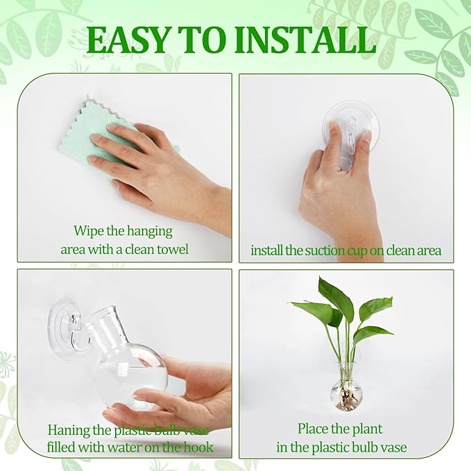 4 pcs Window Propagation Stations, Suction Cup Plastic Plant Propagation Bulbs, Easy to Install Wall Hanging Planter, No Nails Plastic Plant Terrarium Vase
