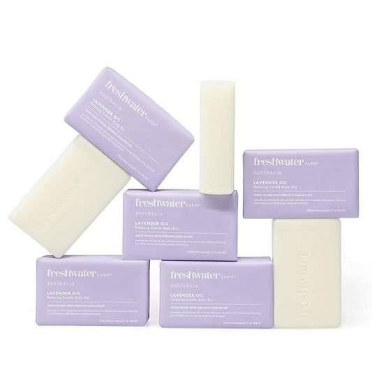 Relaxing Castile Natural Bar Soap for Women Men - Lavender Oil - Nourishing Essential Oils For Dry, Sensitive Skin - Natural Bar Soap, Body Soap - 7 oz 8PK, purple