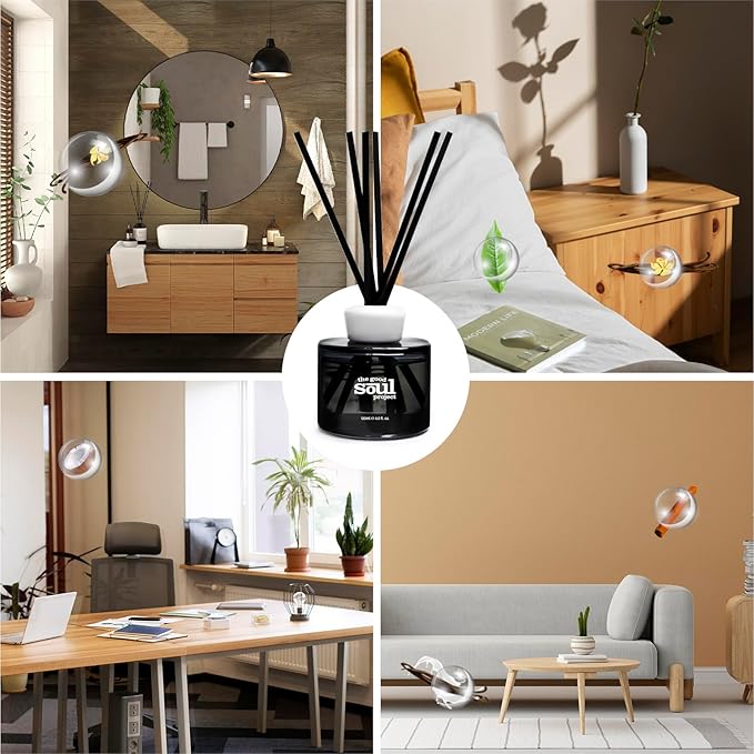 Reed Diffuser, Vanilla Scented Reed Diffusers for Home, Come with 6 Reed Diffuser Sticks, Decorative Air Freshener for Bathroom& Office