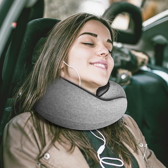 Travel Pillow Neck Pillow 2024, Memory Foam Neck Pillow Airplane, 360° Travel Neck Pillow Soft Neck Pillow for Traveling, Portable Travel Pillows for Airplanes Offices and Cars
