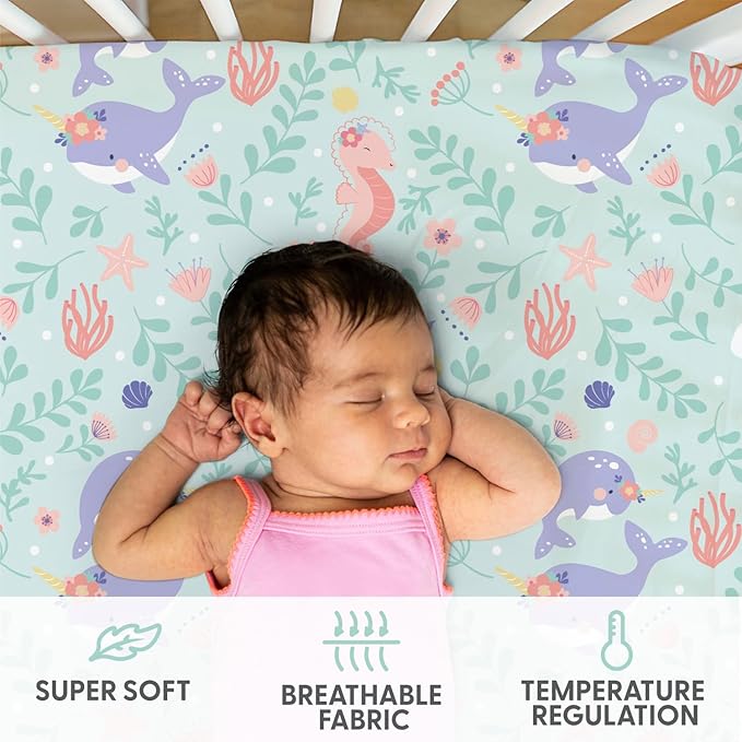 The Peanutshell Baby Girl Crib Sheets, Fitted, Soft, Breathable, Crib Bedding Set for Girls, Crib Mattress Sheet, Nautical Nursery Decor