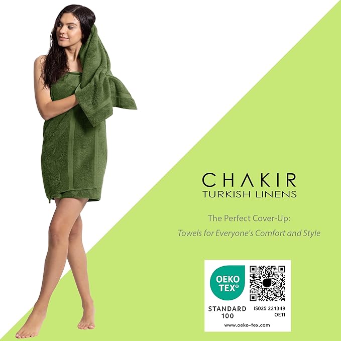 Chakir Turkish Linens, 100% Cotton Premium Quality Turkish Bath Sheets (35''x70'' Large Bath Sheet Towels - Moss)