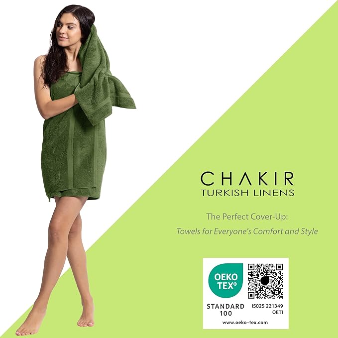 Chakir Turkish Linens Luxury Spa and Hotel Quality Premium Turkish Cotton 6-Piece Towel Set (2 x Bath Towels, 2 x Hand Towels, 2 x Washcloths)