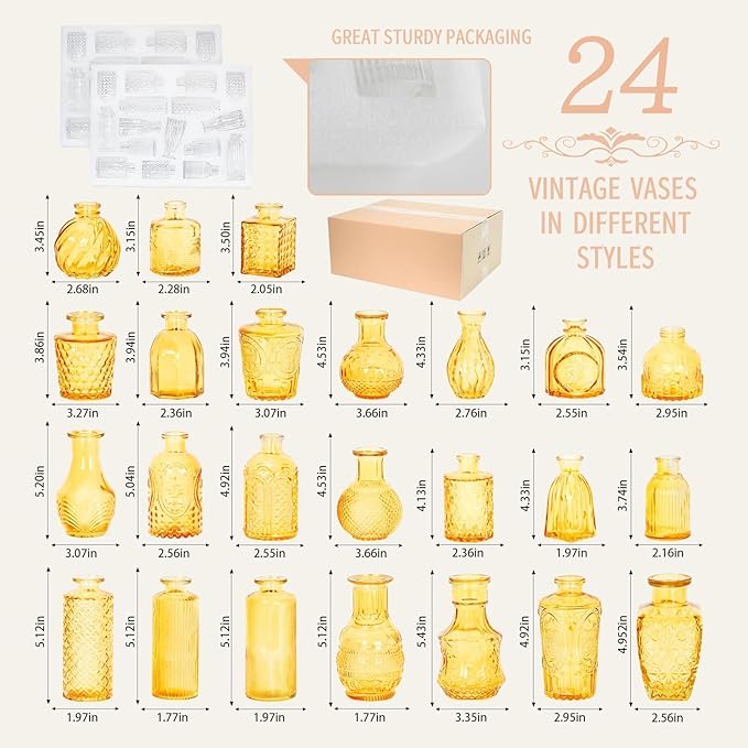 24PCS Mini Bud Vases As Wedding Centerpieces for Tables,Gold Bud Vases for Flowers,Small Flower Vases Suitable for Birthday Party,Anniversary,Wedding Reception,Baby Shower (Gold, 24PCS)