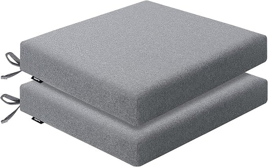Outdoor Chair Cushions 18.5 x 16 x 2.5 Inch Set of 2, Water-Resistant & Fadeness Durable Patio Furniture Cushion for Garden Sofa Couch Chairs, Portable Comfort with Attach Ties, Dark Grey