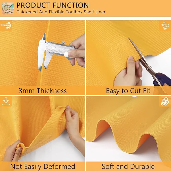 Foam Toolbox Liner Shelf Liner, Thickened Durable Pad Tool Box Mat for Protecting Your Tools, Work Surfaces, Garage, Chest -Orangish 3mm Thickness, 24 inch*24 ft