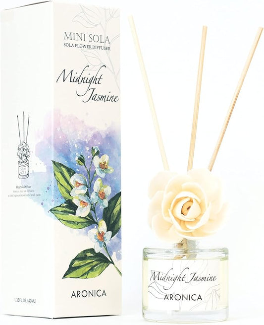 Aronica Jasmine Gold and White Bathroom Decor for Small Home, Flower Reed Diffuser for Bathroom, Inciensos Aromaticos para La Casa, Air Freshener Oil Sticks with Holder