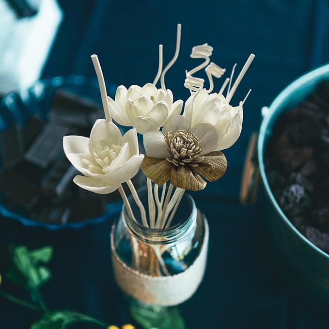 Reed Diffuser Sticks, Reed Diffuser Sticks Flowers, Reed Diffusers Set for Bathroom, Reeds Diffuser for Home, Bedroom Decor, Office,12Pcs, Natural Flower